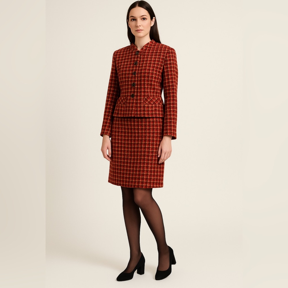 Sonia Rykiel Paris Vintage Wool Houndstooth Two-Piece Skirt‎ Suit – EU 38 (US 6)